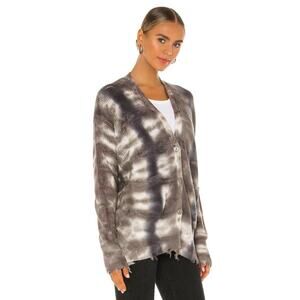 Young Fabulous & Broke Indie Cardigan Blue Haze Camo Sweater M/L Distressed